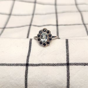 Aquamarine, Sapphire & Diamond Ring